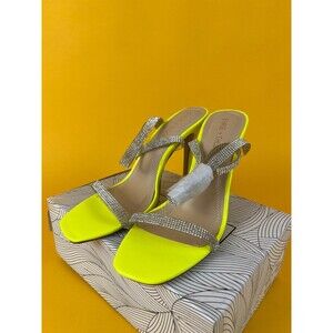 Chase + Chloe Visor 2 Slingback Heels Womens 9 Neon Yellow Strappy Jeweled NWB